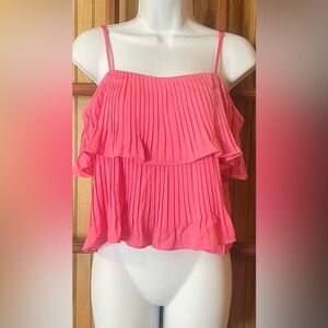 Express Women’s Pink Pleated Ruffle Camisole Top